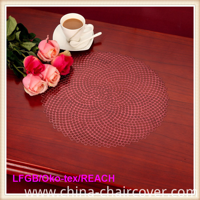 PVC Lace Placemat Coated Gold & Silver Doily (JFCD-058)